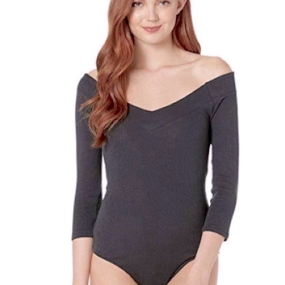 NWT Free People XS Black Bardot Bodysuit MSRP $88 - Picture 3 of 3
